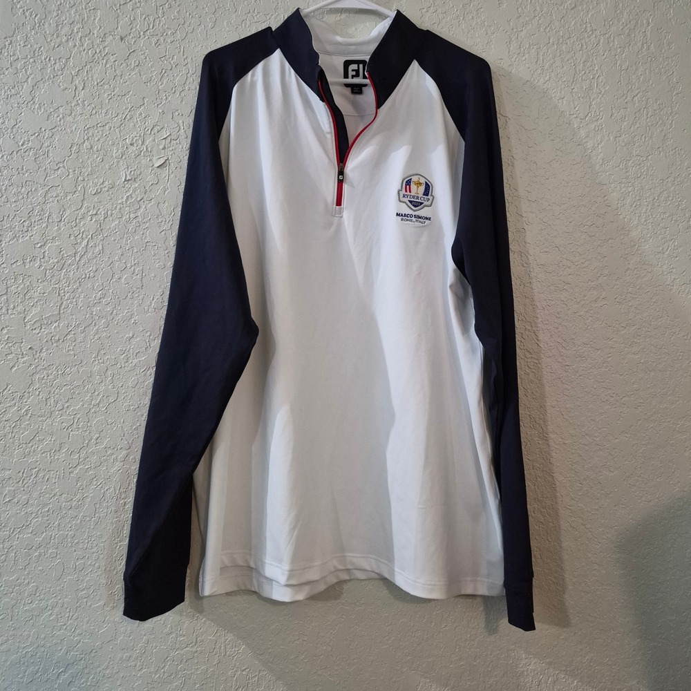 FootJoy Ryder Cup 2023 Marco Simone Quarter Zip Pullover 2XL White Navy Golf